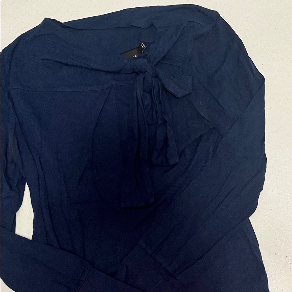 The Limited Deep Blue Blouse with Bow